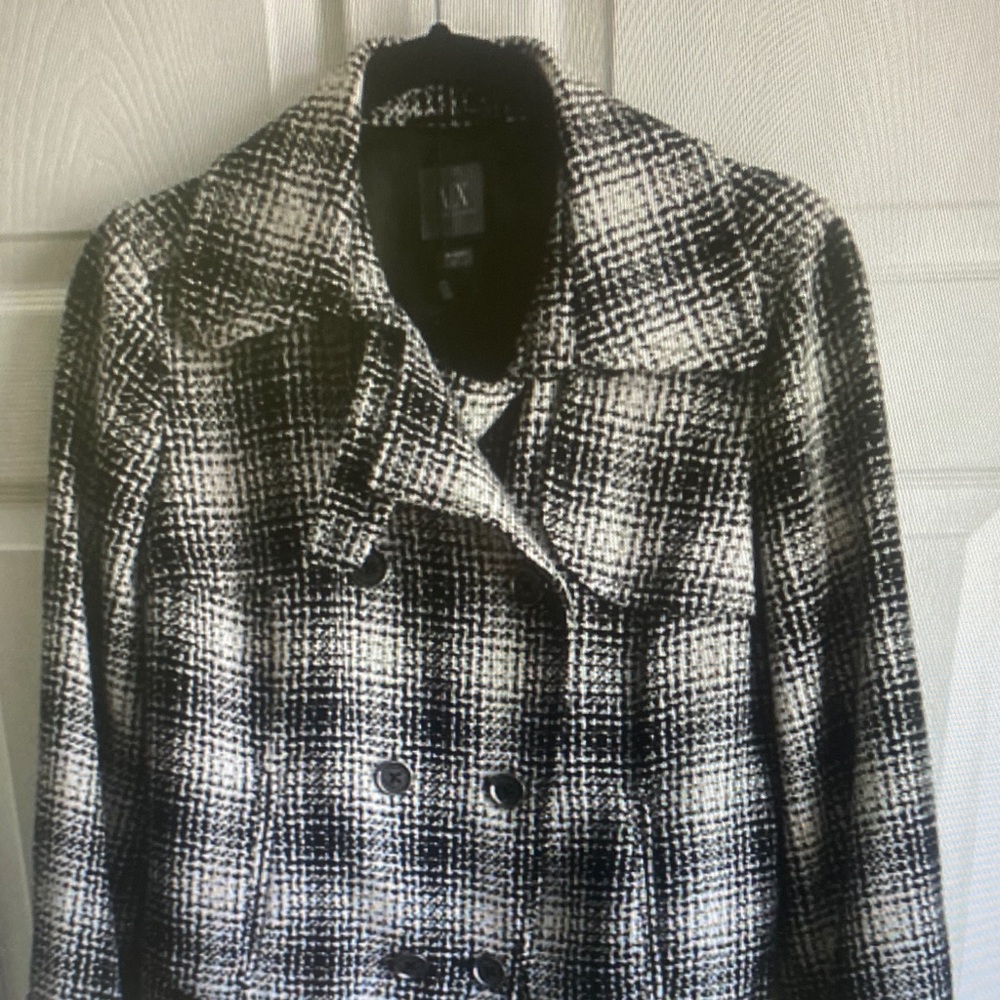 Armani Exchange Wool Blend Plaid Belted Jacket/SZ L